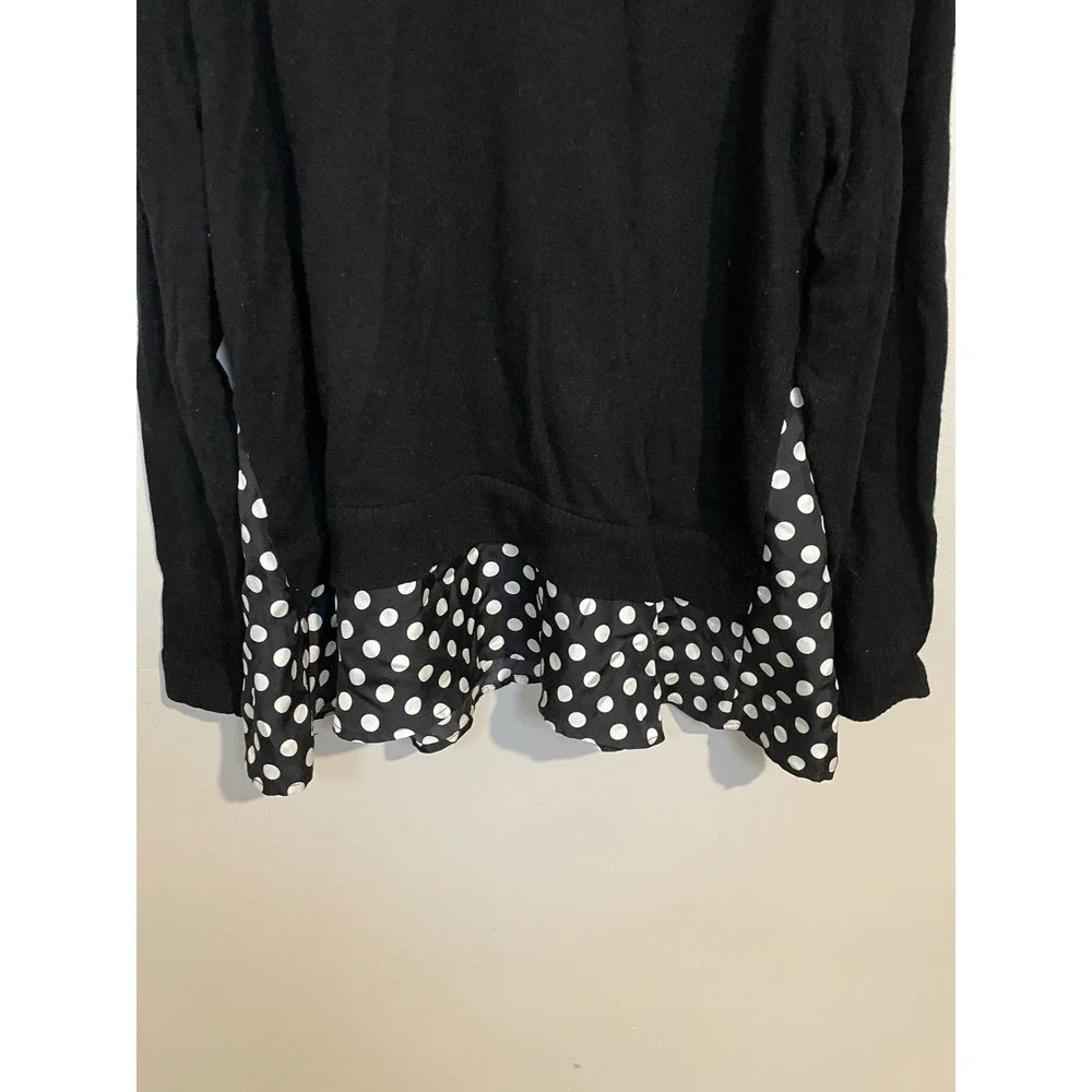 Kate‎ Spade Black Polka Dot Wool and Silk Turtleneck Sweater Size XL